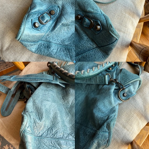 BALENCIAGA Spring 2005 City Bag Teal Blue, Chevre Leather - Rare, HTF Color! - Picture 14 of 16